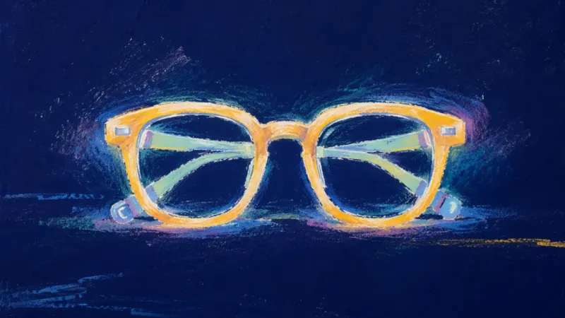 Eyeglasses restored to a centered, open shape, representing self-respect and calm clarity after one