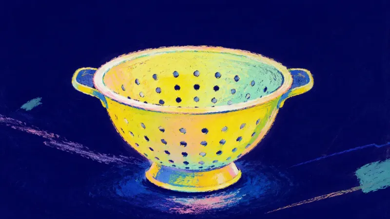 Open Signal A restored colander with open perforations and steady contours, representing grounded self-trust