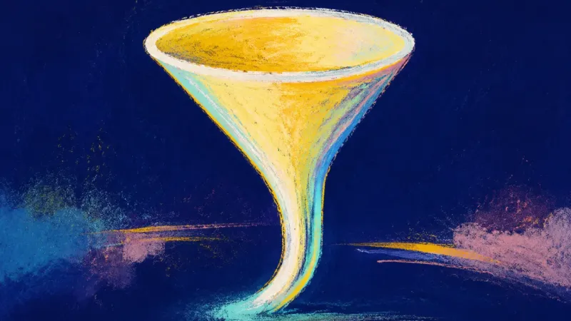 A funnel restored to a clean open form, representing calm focus, practical order, and renewed self