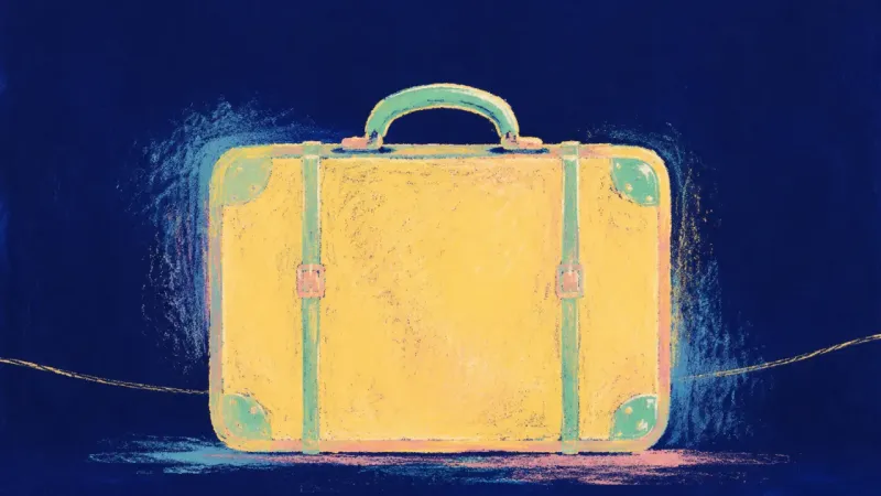 Safe to Stay A suitcase restored to a calm, balanced shape, expressing self-trust and the ability to stay present