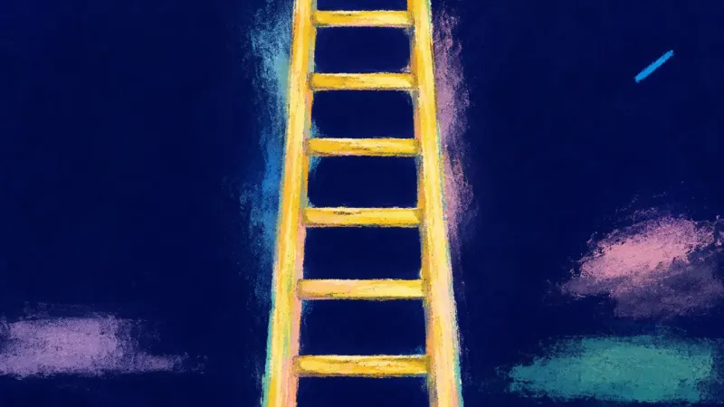 Reclaimed Rungs A ladder restored to even order, representing self-trust, grounded progress, and freedom from mile a