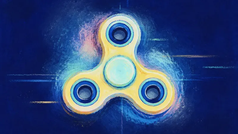 Centered Rhythm A balanced fidget spinner restored to clean symmetry, symbolizing calmer self-trust and steadier cho