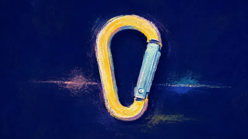 Clean Alignment A realigned carabiner with a calm, balanced outline, evoking clear boundaries, honest choice, and