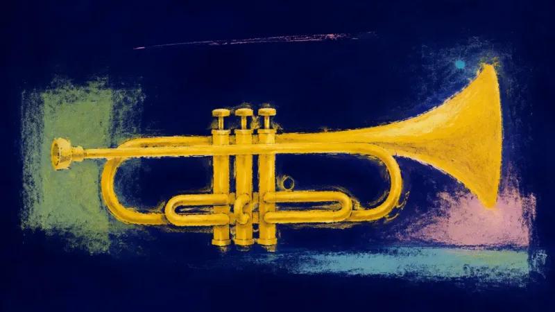 Clear Signal A restored trumpet with an open coherent form, representing honest direction, self-trust, and calm