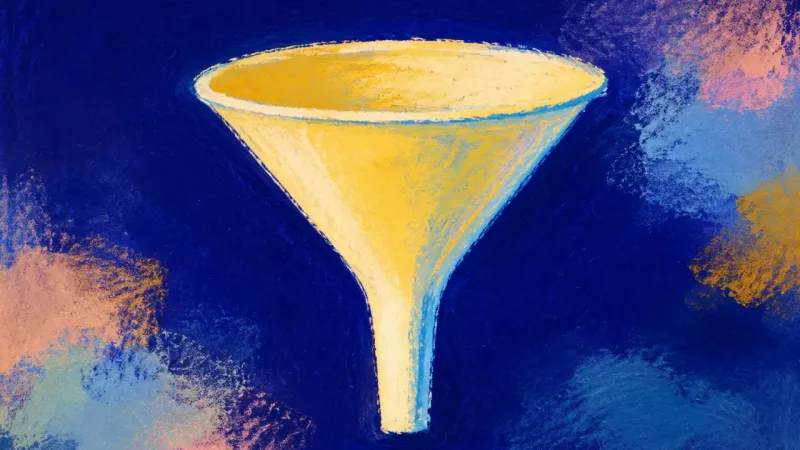 Open Passage An abstract funnel reopened into an orderly shape, symbolizing paced decisions, steadier focus, and