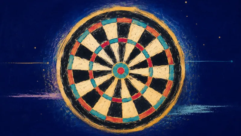 A restored dartboard with even rings and a steady center, expressing fair play, direct honesty, and