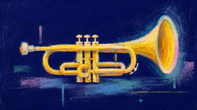 A restored trumpet with a clean, open form, representing steadier breath, self-trust, and clear live