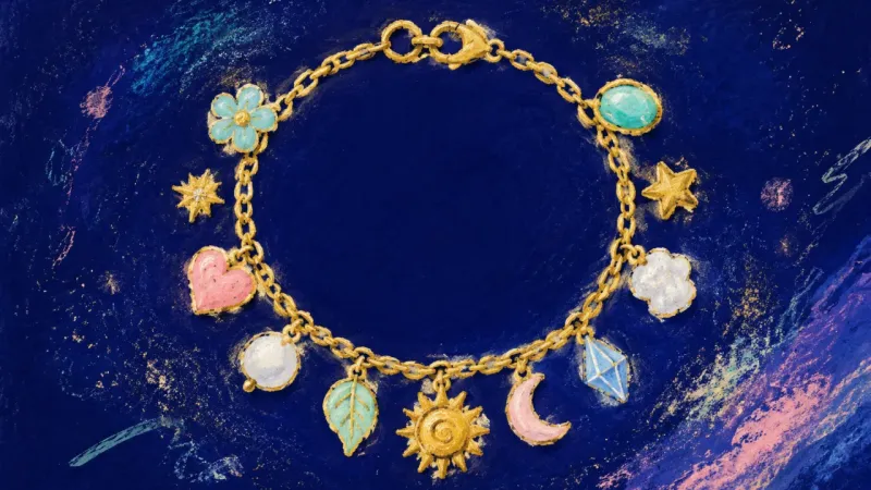 Reclaimed Orbit A restored charm bracelet opened into an even loop, representing direct communication, steadier belo