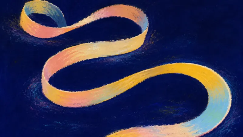 A ribbon released into a clear flowing path, representing steadier boundaries, self-trust, and a far
