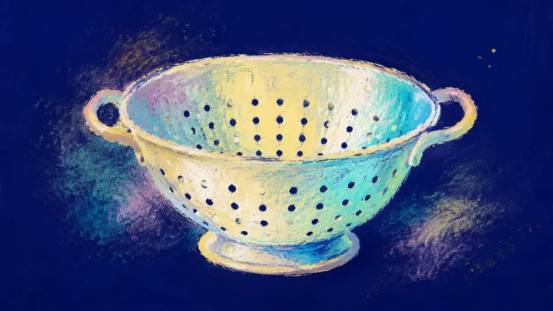 Restored Openings An abstract colander reopened and balanced, representing steady drafting and feedback used as guidan