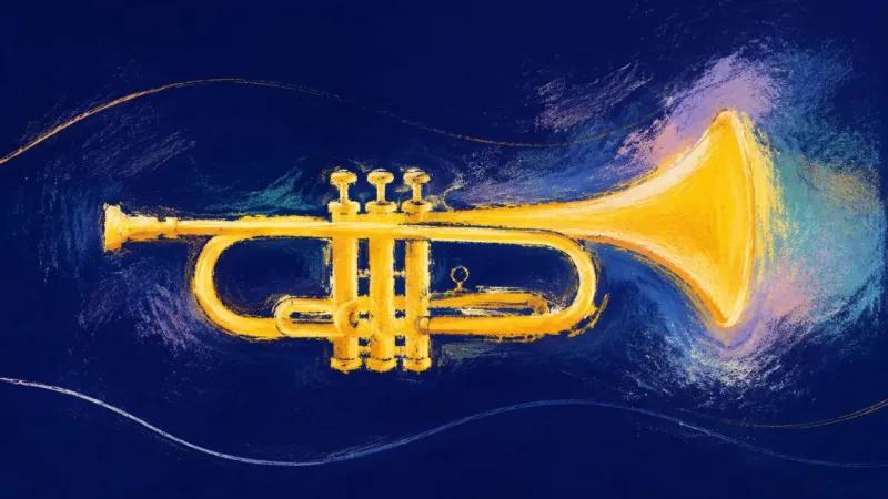 Open Signal A restored trumpet with open contours, representing a memory becoming information rather than a trap