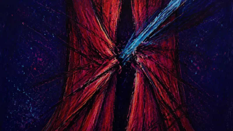 Forced Exposure A theater curtain forced apart and tangled, representing the strain of staying silent while your pri
