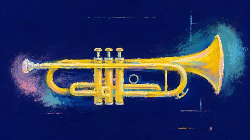 A restored trumpet with open, orderly curves, expressing a grounded decision and steadier self-trust