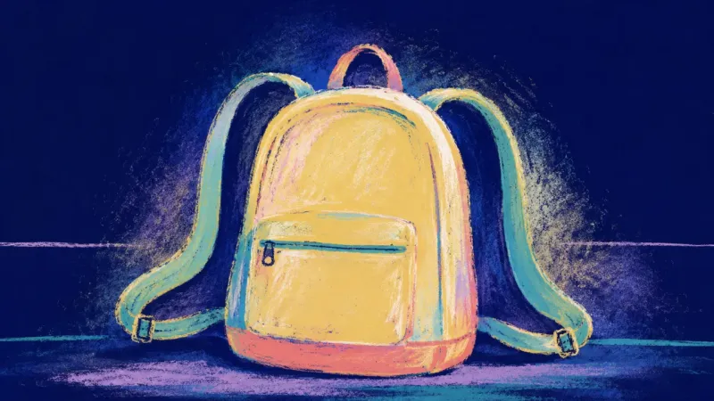 A backpack restored to a balanced outline, representing chosen responsibility, clear boundaries, and