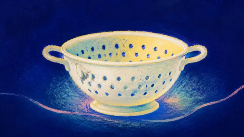 Order Through Openings A balanced colander with even openings, representing direct questions, restored boundaries, and a ca