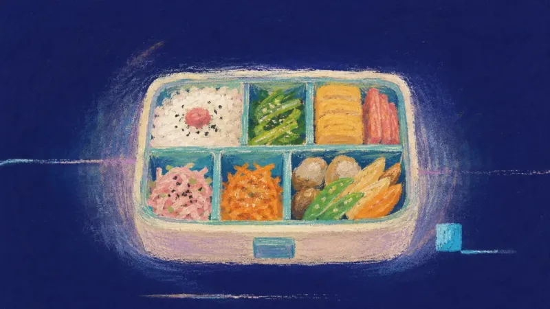 Restored Compartments A reordered bento box with clear compartments and calm structure, representing sustainable boundari