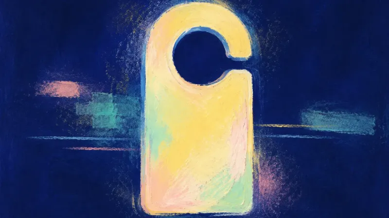 Named With Care A door hanger restored to a clean opening, representing a boundary stated kindly, clearly, and witho