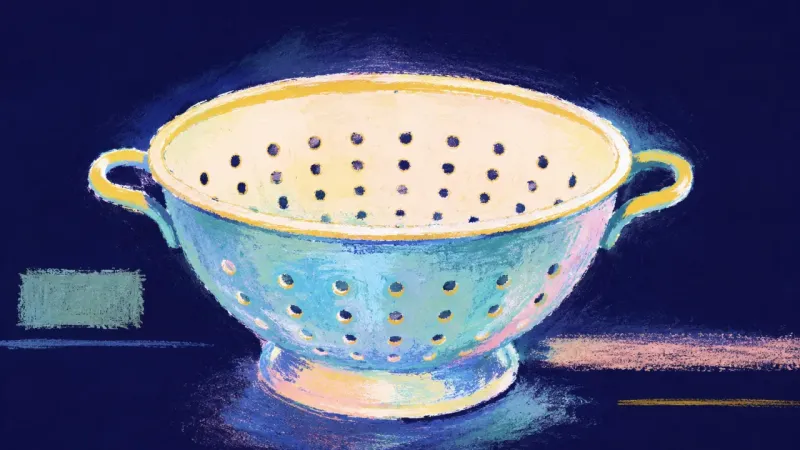 Order Through Choice A reopened colander with evenly ordered holes, representing clear priorities and steady confidence a