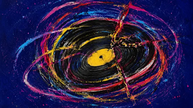 A warped record caught in obsessive looping marks, representing the urge to replay an old relationsh