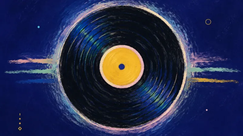 A restored record with even rings, representing a memory held with balance while attention returns t
