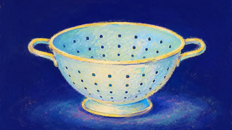 Measure Restored A restored colander with even openings and steady contours, representing clearer limits and calmer