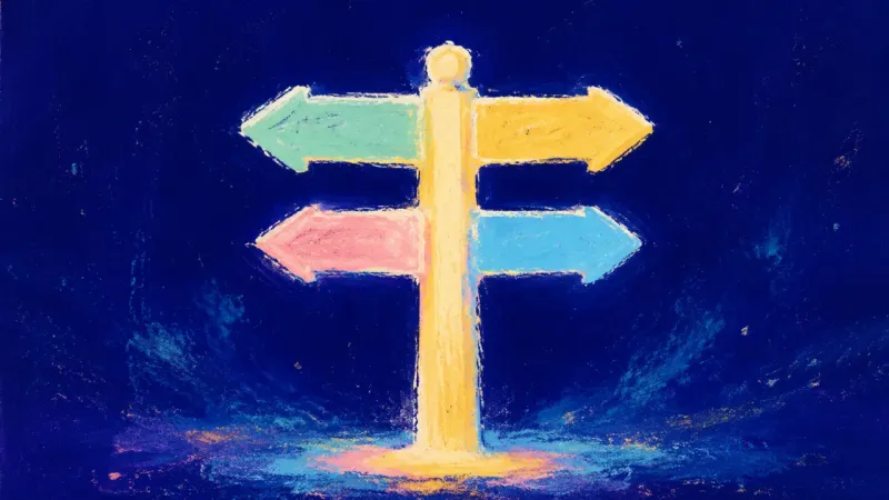 Aligned Directions A restored signpost settling into clean balance, expressing a lease choice guided by clear trade‑,