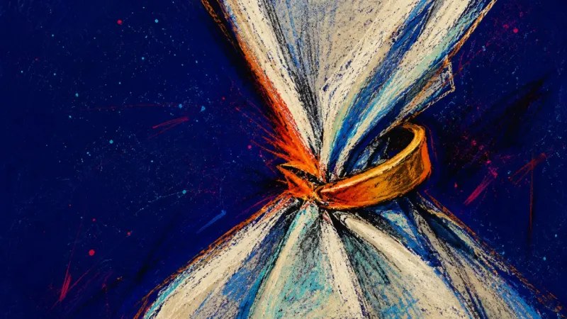 A napkin ring shoved crooked through a bunched napkin, symbolizing the strain of carrying a partner