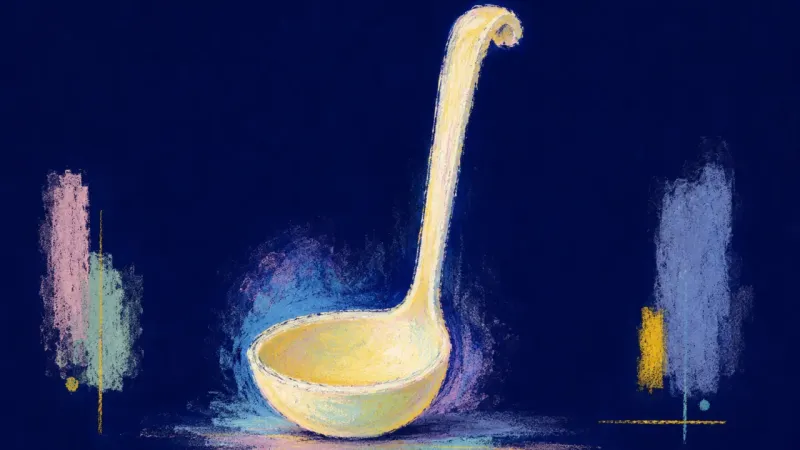 A restored ladle with a clear open form, representing a calm boundary where each person carries thei