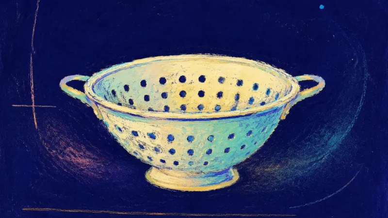 A restored colander with open order and contained form, representing fair response limits, steadier