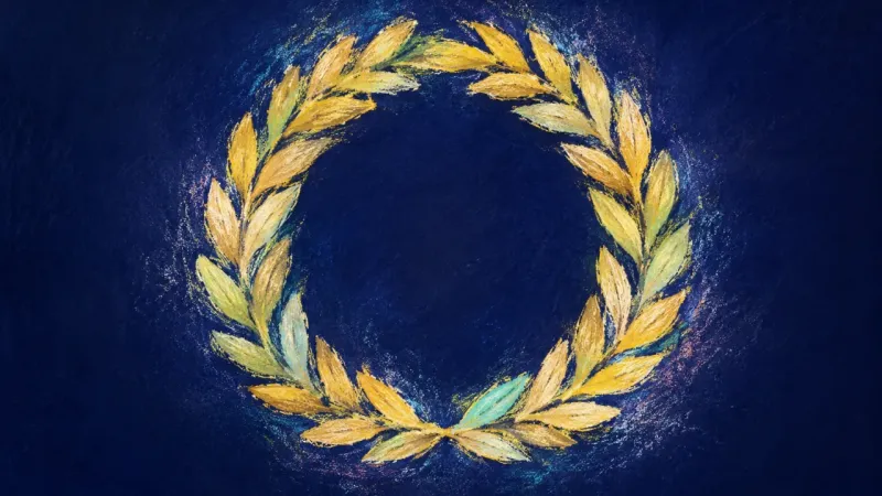 Reclaimed Wreath A restored laurel wreath in balanced order, representing self-trust, steadier pride, and relief from
