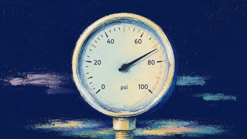 Steady Reading A restored pressure gauge with a steady needle, representing calm self-trust, clear priorities, anda