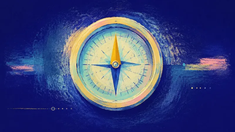 True Bearing A restored compass with a steady needle and balanced structure, representing value-led choice, self-