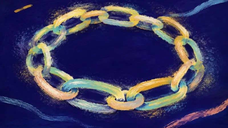 Open Cadence An abstract chain released into an even open rhythm, representing secure attraction, steadier pacing