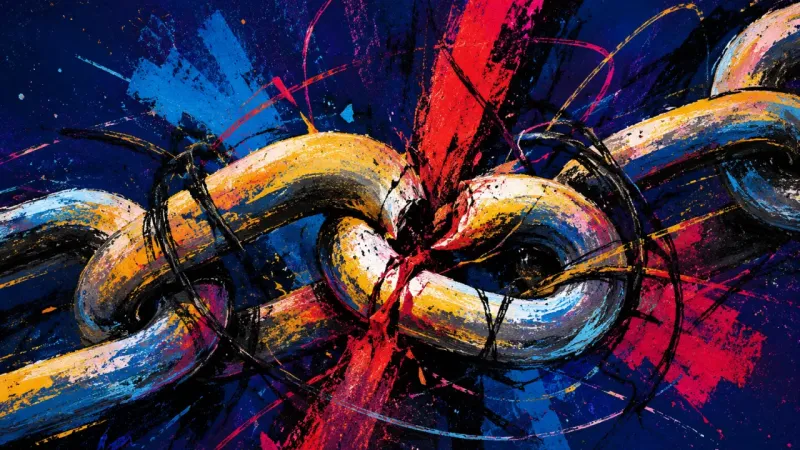A chain twisted into a dense snarl, symbolizing panic, reassurance-chasing, and the urge to control