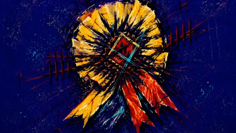 Collapsed Applause A rosette crushed and tangled into disorder, representing study anxiety driven by perfectionism and