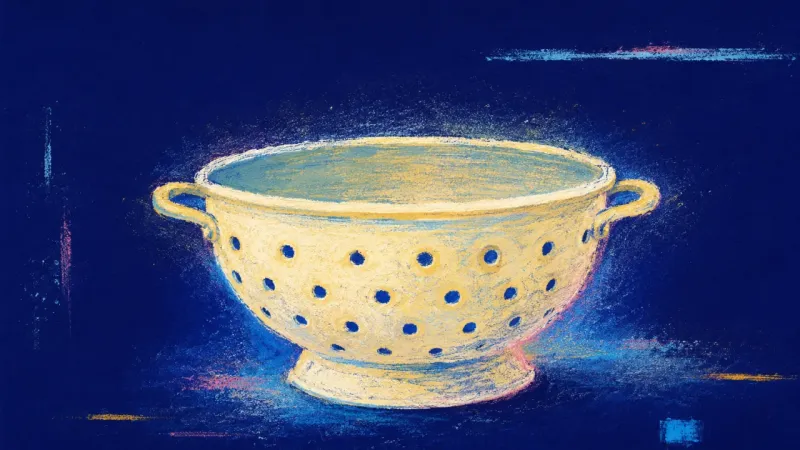 Restored Rhythm A restored colander with open structure and balanced order, showing a calmer routine, simpler choice