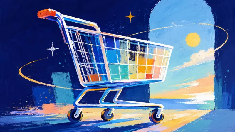 A restored shopping cart with clean aligned lines, representing a promotion choice guided by clear c
