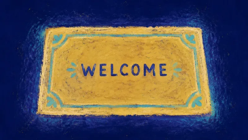 Chosen Welcome A restored welcome mat with clean edges and steady form, showing a home reclaimed through clear, and