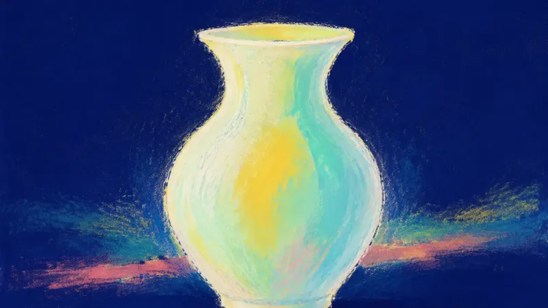Open Vessel An abstract vase restored to an open balanced form, representing privacy held with warmth, stead>