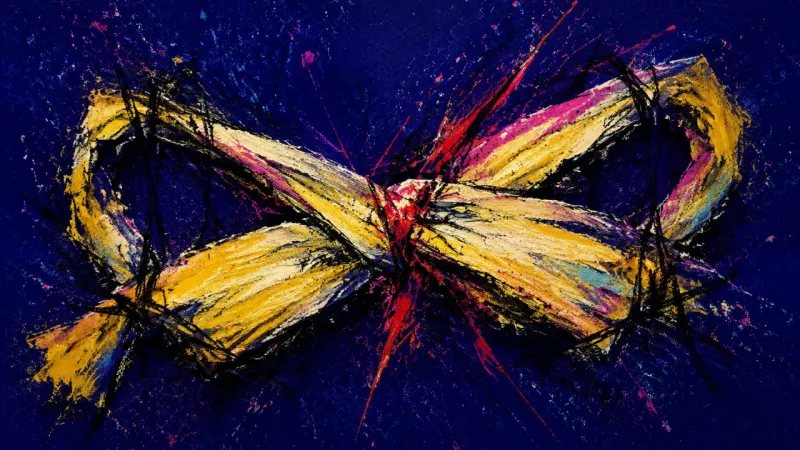 Knotted Sight A blindfold tangled into a cramped knot, representing deadline decision paralysis, overthinking, and
