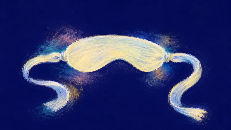 Aligned Resolve A blindfold opened into a smooth band, representing clear standards, balanced judgment, and calmer.