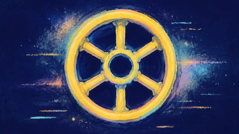 Measured Flow A restored valve wheel with clean, balanced spokes, symbolizing self-trust and clear financial rules