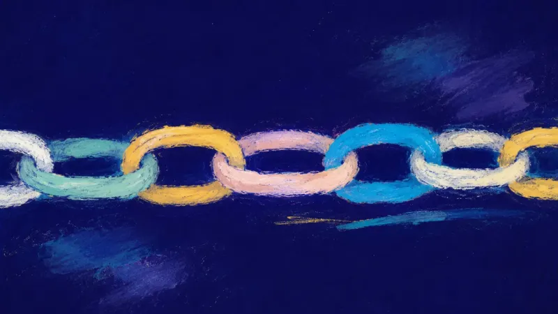 An untangled chain in an even rhythm, representing closeness with explicit boundaries, steady pacing