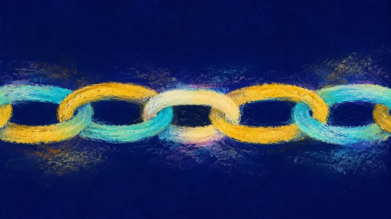 An evenly opened chain restored to calm order, representing dating choices guided by self-trust, not