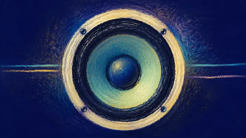 Signal Restored A restored speaker cone with balanced rings and an open form, representing calm self-respect and a 1