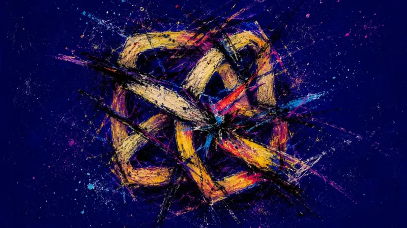 Crushed Terms A warped trivet tangled in dense crossing marks, representing self-silencing and compressed tension
