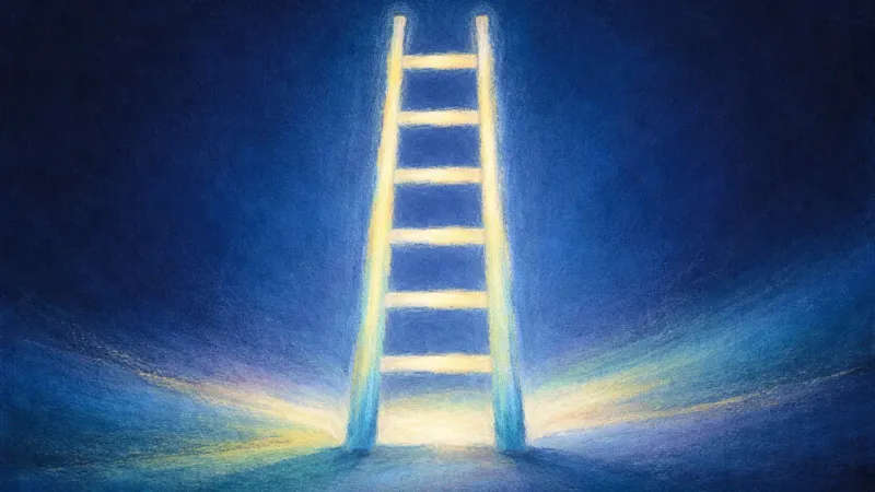 A straight ladder with even rungs and open spacing, representing a grounded career choice and a cl