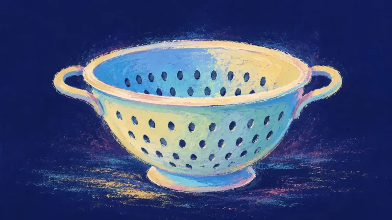 Open Pattern A restored colander with an even open pattern, representing study structure regained through one re