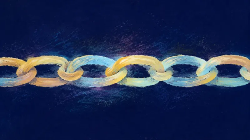 Released Rhythm A chain restored to an open, balanced rhythm, representing debt shame easing into calm accountabili