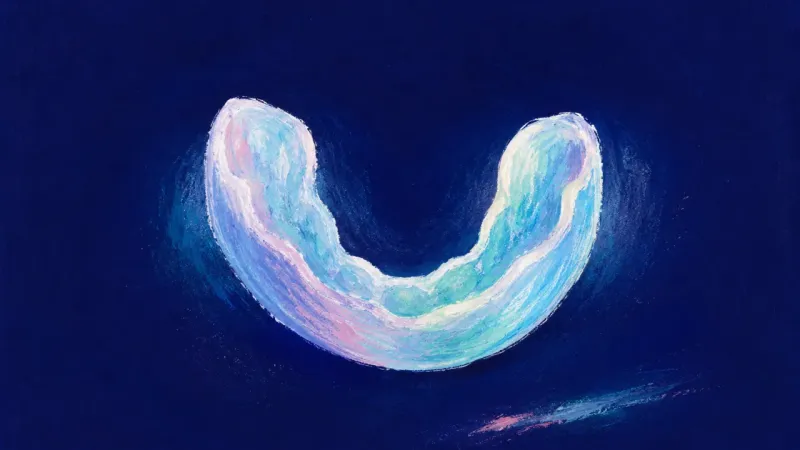 Open Channel A mouthguard reopened into a balanced shape, representing perfectionism easing into warmth,ability,